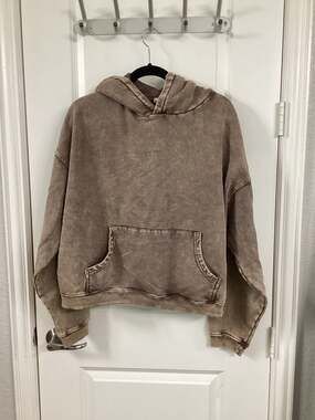 mnml Brown Vintage Wash Oversized Drop Shoulder Hoodie
